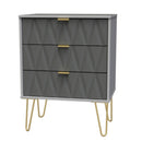 Glitz Ready Assembled Chest of Drawers with 3 Drawers  - Shadow Matt & Grey