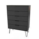 Haiti Ready Assembled Chest of Drawers with 5 Drawers  - Black Matt