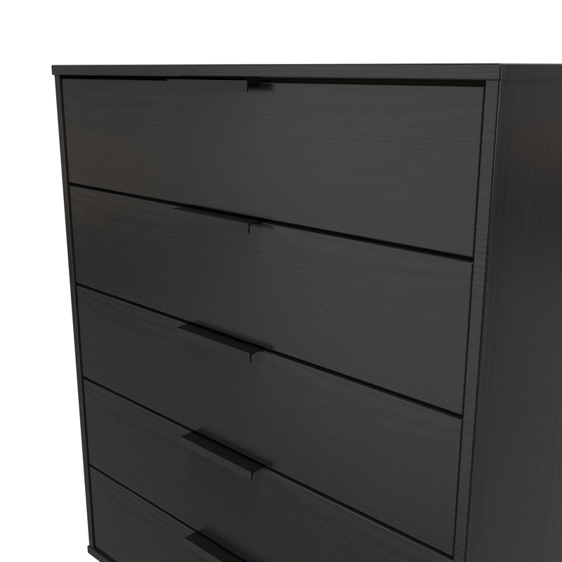 Haiti Ready Assembled Chest of Drawers with 5 Drawers  - Black Matt