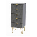 Glitz Ready Assembled Tallboy Chest of Drawers with 5 Drawers  - Shadow Matt & Grey