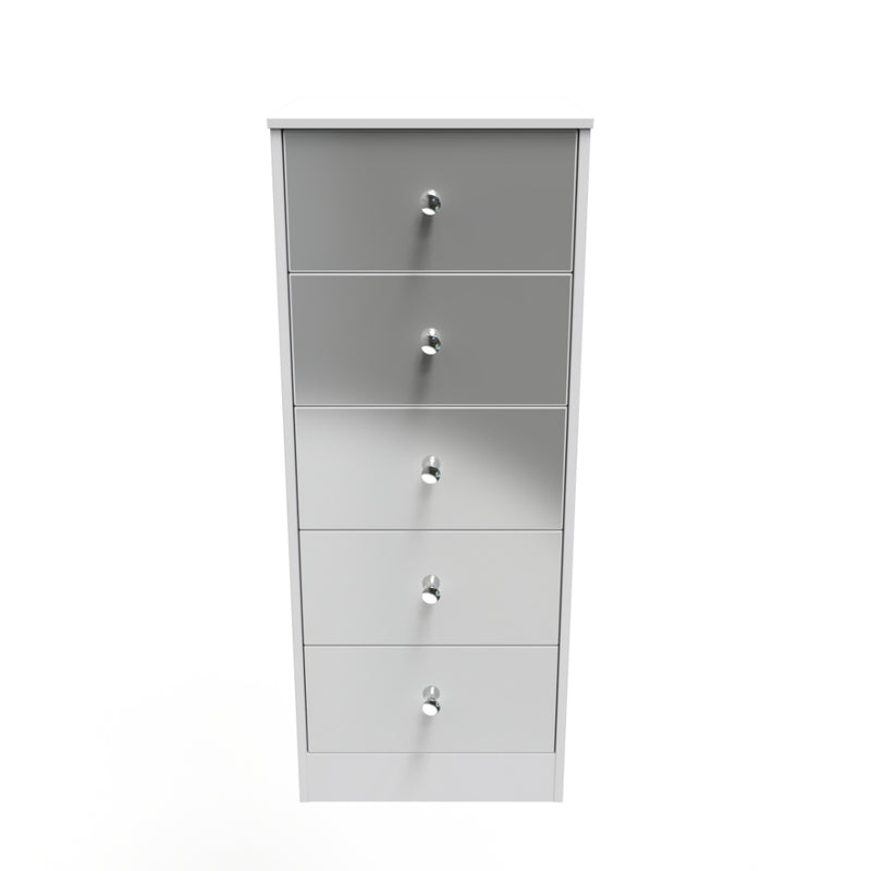 Porto Ready Assembled Tallboy Chest of Drawers with 5 Drawers  - Uniform Gloss & White Matt