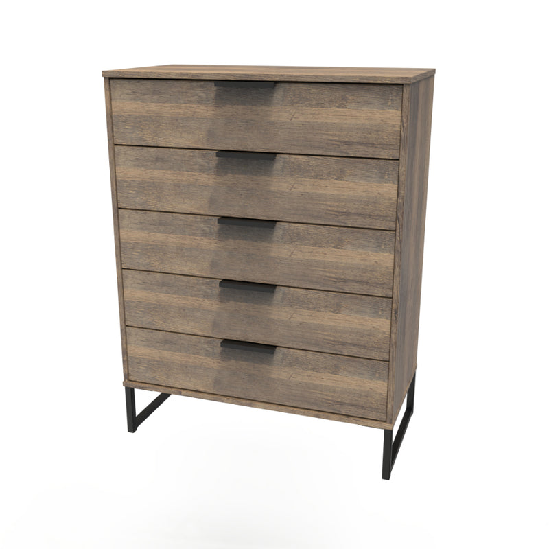Havana Ready Assembled Chest of Drawers with 5 Drawers  - Vintage Oak