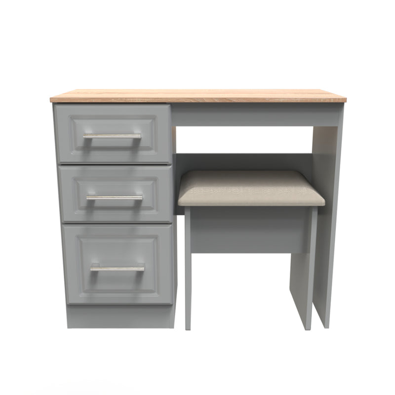 Kingston Ready Assembled Bedroom Dressing Table and Stool Set 2 Piece  - Dust Grey & Bardolino Oak