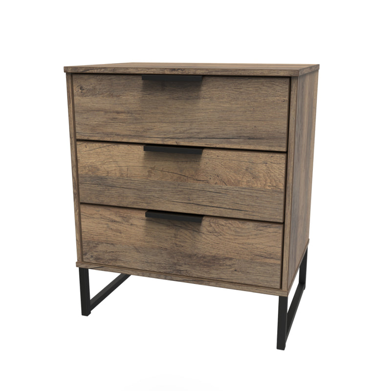 Havana Ready Assembled Midi Sideboard with 3 Drawers  - Vintage Oak