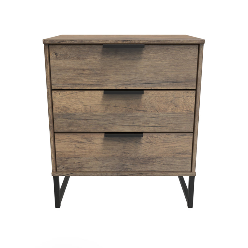 Havana Ready Assembled Midi Sideboard with 3 Drawers  - Vintage Oak