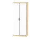 Cairo Ready Assembled Wardrobe with 2 Doors  - White Gloss & Bardolino Oak