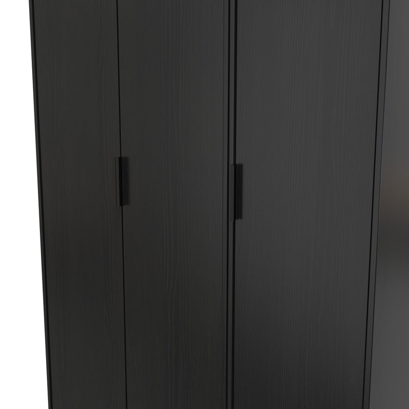 Haiti Ready Assembled Wardrobe with 3 Doors  - Black Matt