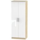 Copenhagen Ready Assembled Wardrobe with 2 Doors  - White Matt & Oak