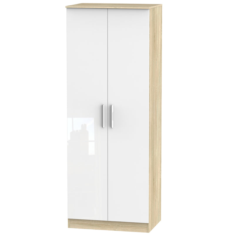 Copenhagen Ready Assembled Wardrobe with 2 Doors  - White Matt & Oak