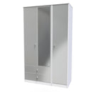 Porto Ready Assembled Wardrobe with Triple Mirror  - Uniform Matt & White Matt
