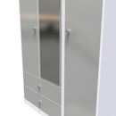 Porto Ready Assembled Wardrobe with Triple Mirror  - Uniform Matt & White Matt
