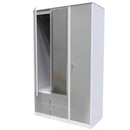 Porto Ready Assembled Wardrobe with Triple Mirror  - Uniform Matt & White Matt