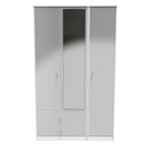 Porto Ready Assembled Wardrobe with Triple Mirror  - Uniform Matt & White Matt