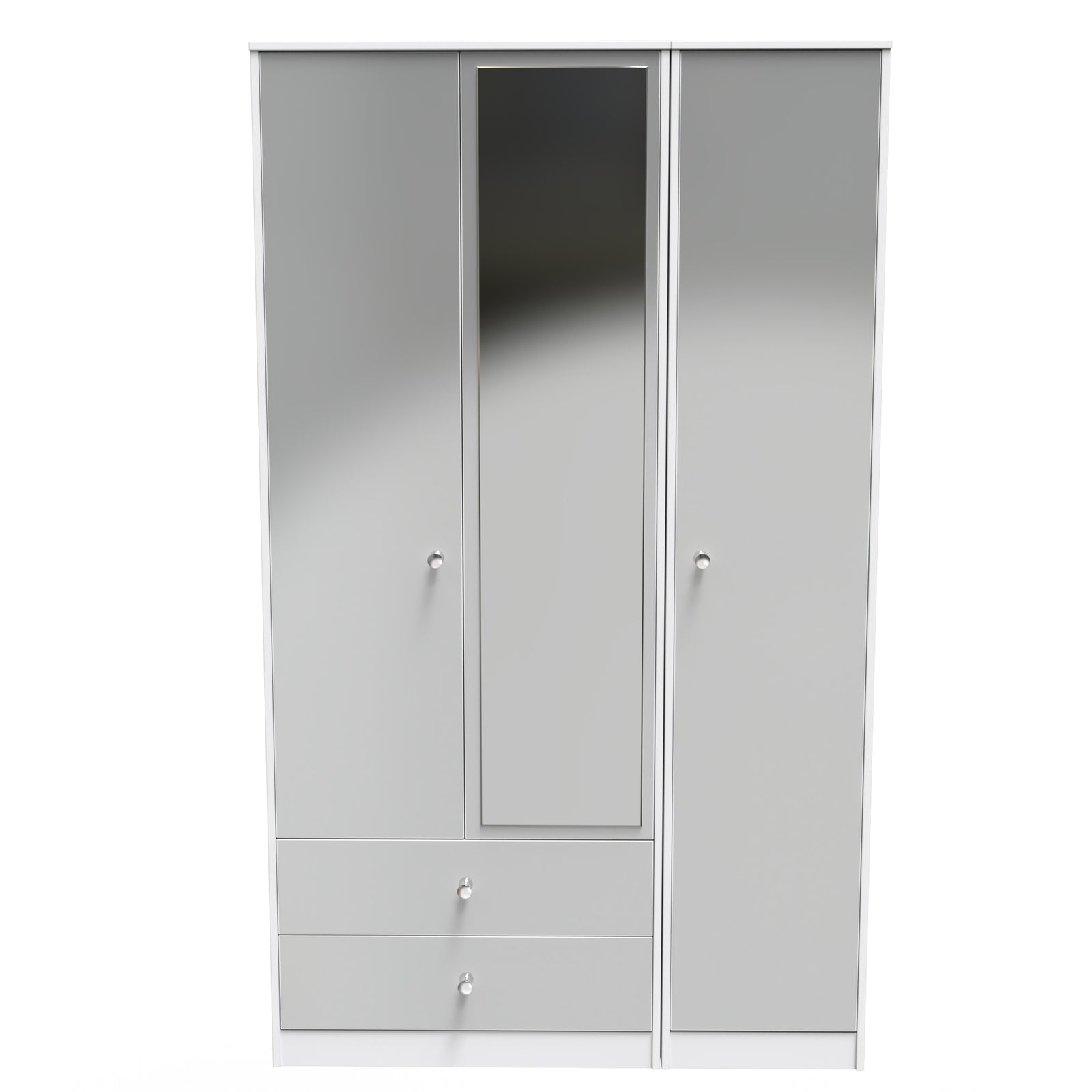Porto Ready Assembled Wardrobe with Triple Mirror - Uniform Matt & Whi