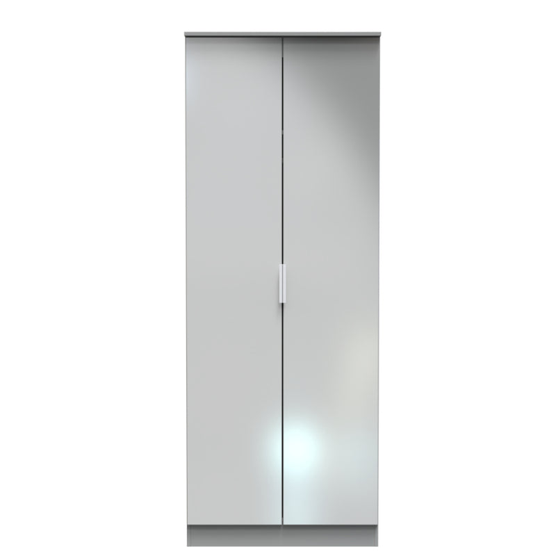 Paris Ready Assembled Wardrobe with 2 Doors  - Uniform Gloss & Dusk Grey