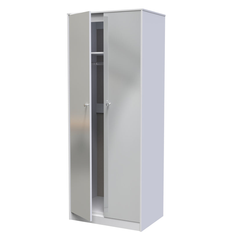 Porto Ready Assembled Wardrobe with 2 Doors  - Uniform Matt & White Matt