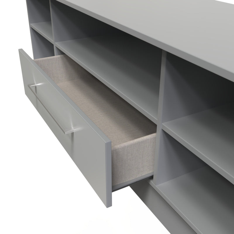 Wellington Ready Assembled TV Unit with 1 Drawer Wide  - Uniform Gloss & Dusk Grey