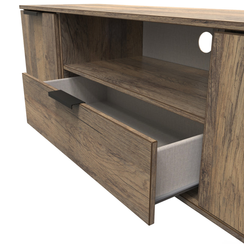 Havana Ready Assembled TV Unit with 2 Doors and 1 Drawer  - Vintage Oak