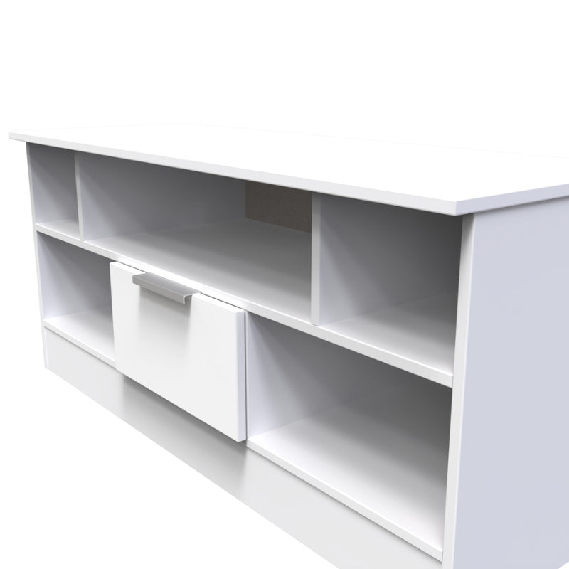 Paris Ready Assembled TV Unit with 1 Drawer  - White Gloss & White