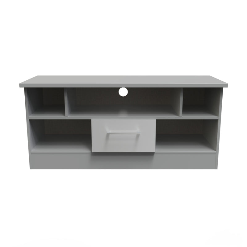 Wellington Ready Assembled TV Unit with 1 Drawer  - Uniform Matt & Dusk Grey