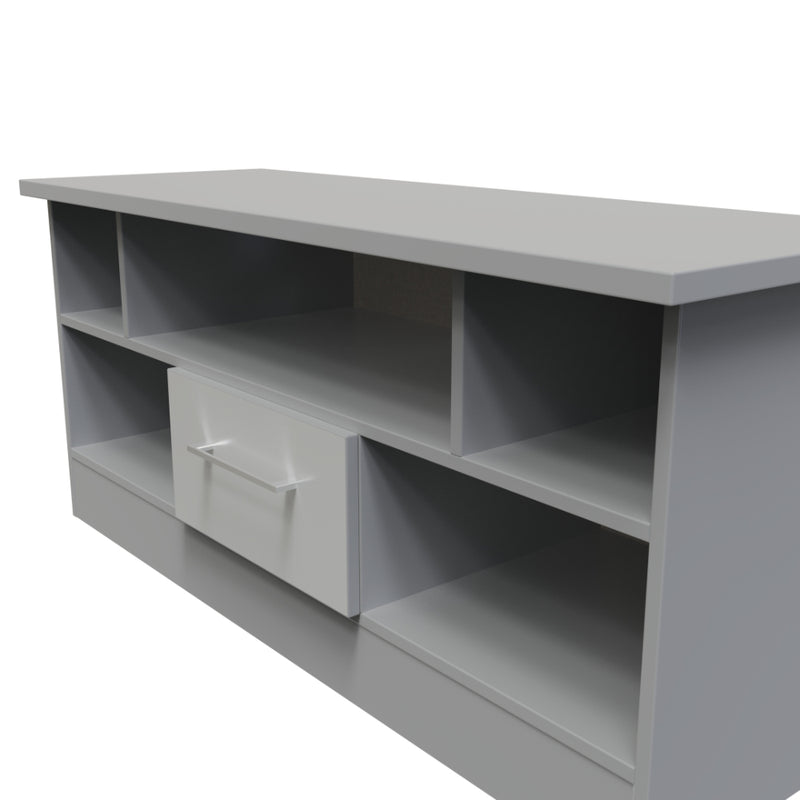 Wellington Ready Assembled TV Unit with 1 Drawer  - Uniform Gloss & Dusk Grey