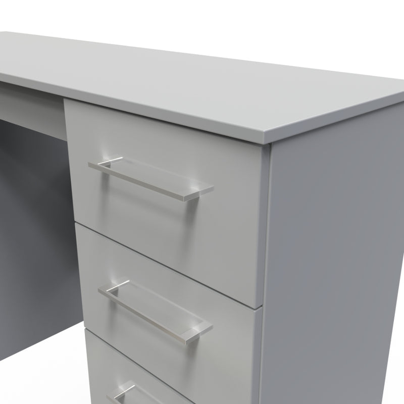 Wellington Ready Assembled Double Pedestal Desk with 6 Drawers  - Uniform Gloss & Dusk Grey