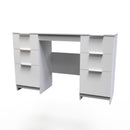 Paris Ready Assembled Double Pedestal Desk with 6 Drawers  - White Matt & White