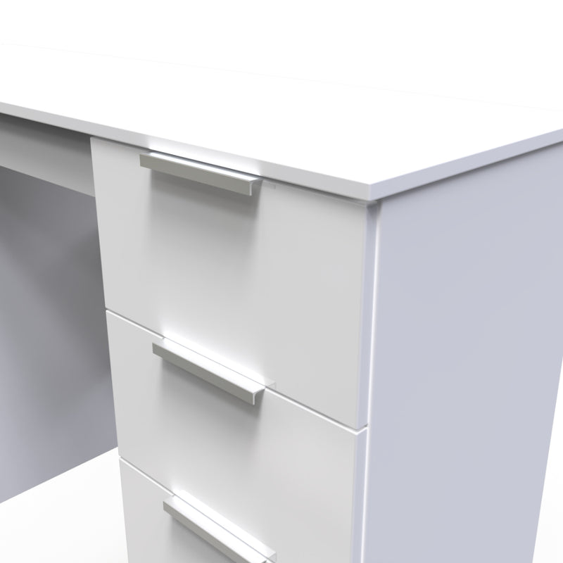 Paris Ready Assembled Double Pedestal Desk with 6 Drawers  - White Gloss & White