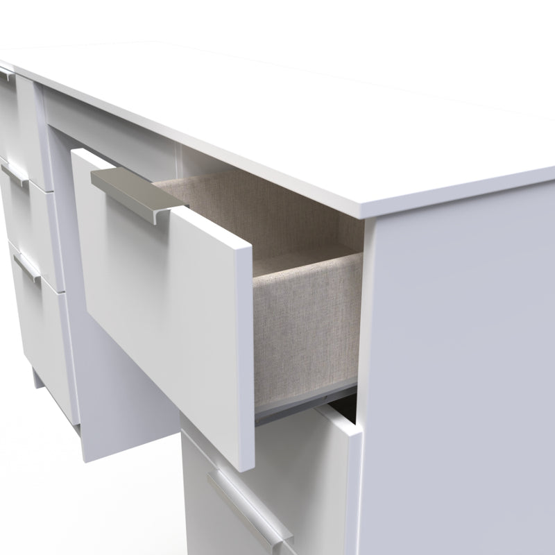 Paris Ready Assembled Double Pedestal Desk with 6 Drawers  - White Matt & White