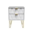 Glitz Ready Assembled Bedside Table with 2 Drawers  - White Matt & White
