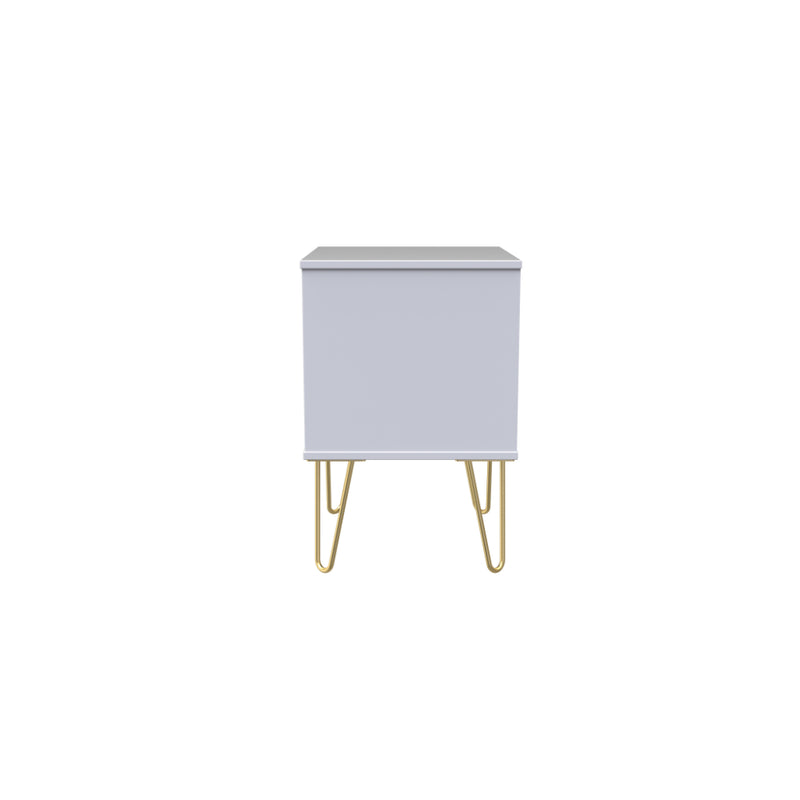 Glitz Ready Assembled Bedside Table with 2 Drawers  - White Matt & White