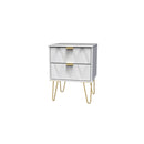 Glitz Ready Assembled Bedside Table with 2 Drawers  - White Matt & White