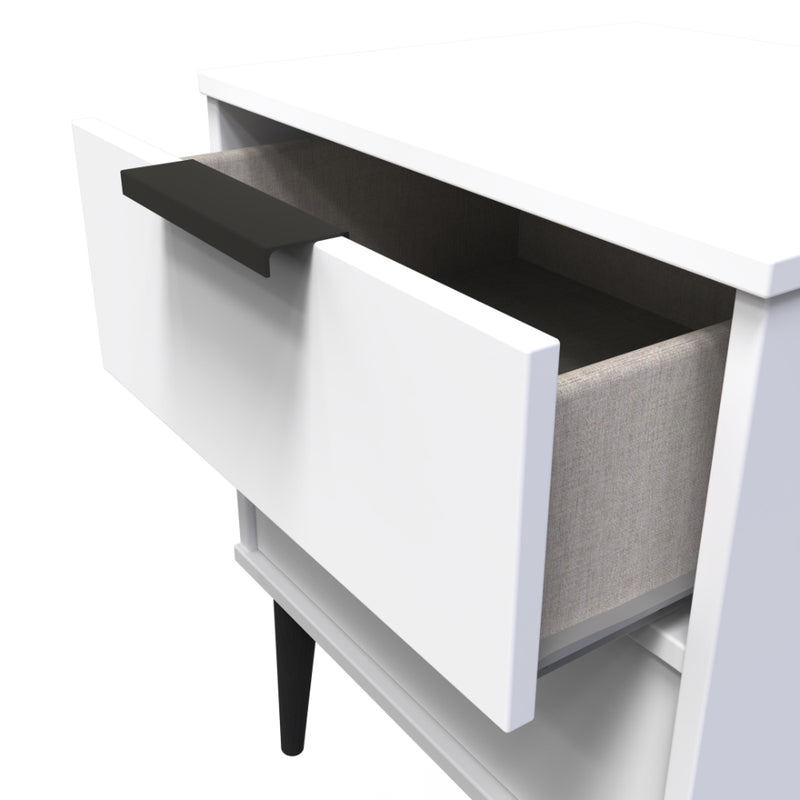 Helsinki Ready Assembled Bedside Table with 2 Drawers  - White Matt