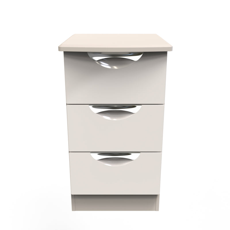 Cairo Ready Assembled Bedside Table with 3 Drawers  - Kashmir Gloss & Kashmir