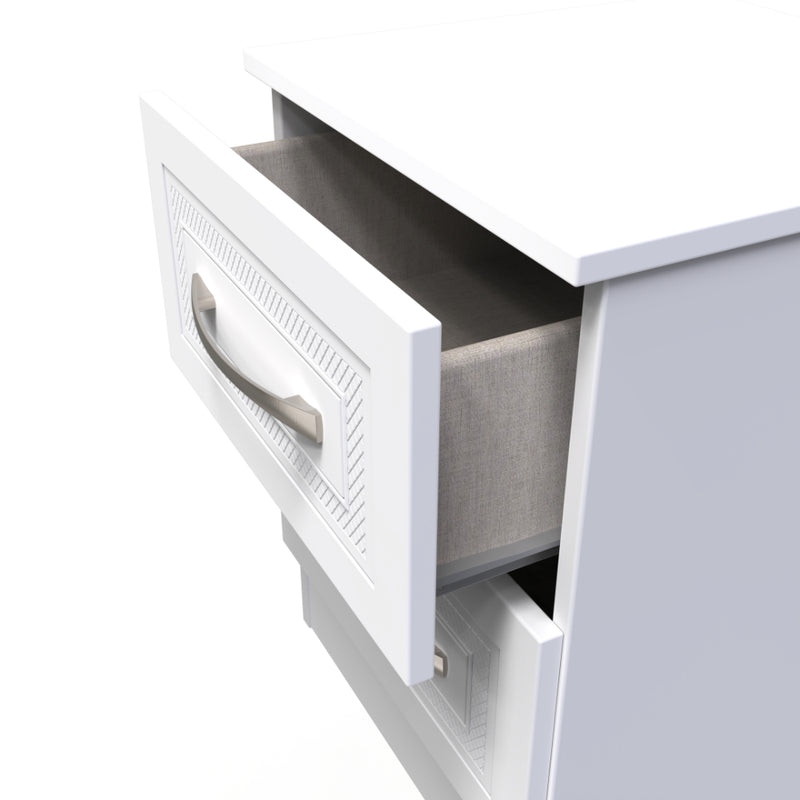Dakar Ready Assembled Bedside Table with 2 Drawers  - Signature White