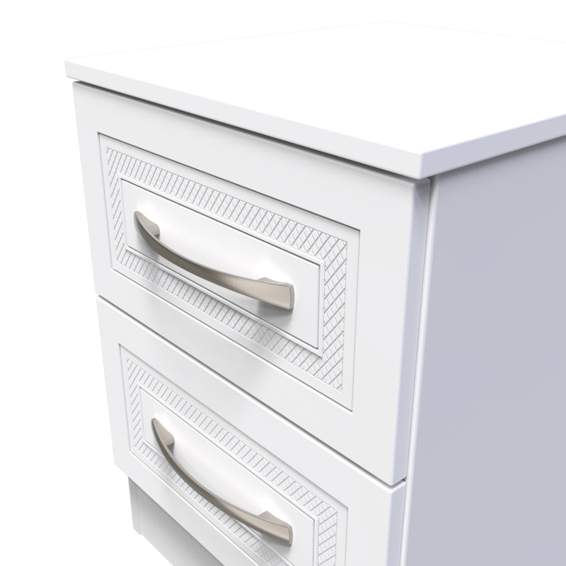 Dakar Ready Assembled Bedside Table with 2 Drawers  - Signature White