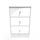 Porto Ready Assembled Bedside Table with 3 Drawers  - White Matt