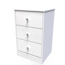 Porto Ready Assembled Bedside Table with 3 Drawers  - White Matt