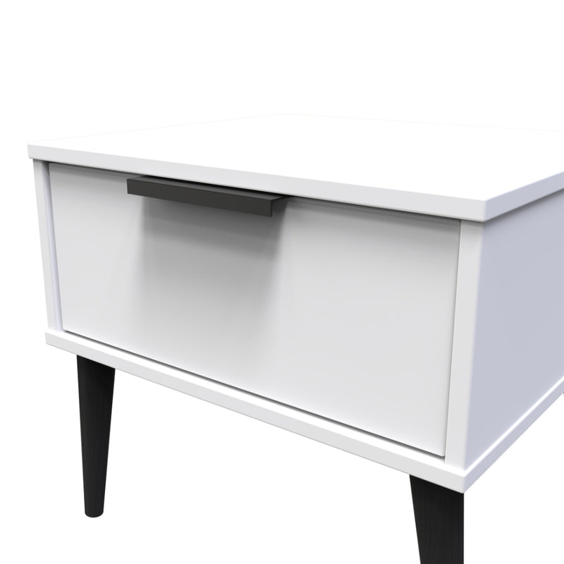 Helsinki Ready Assembled Bedside Table with 1 Drawer  - White Matt