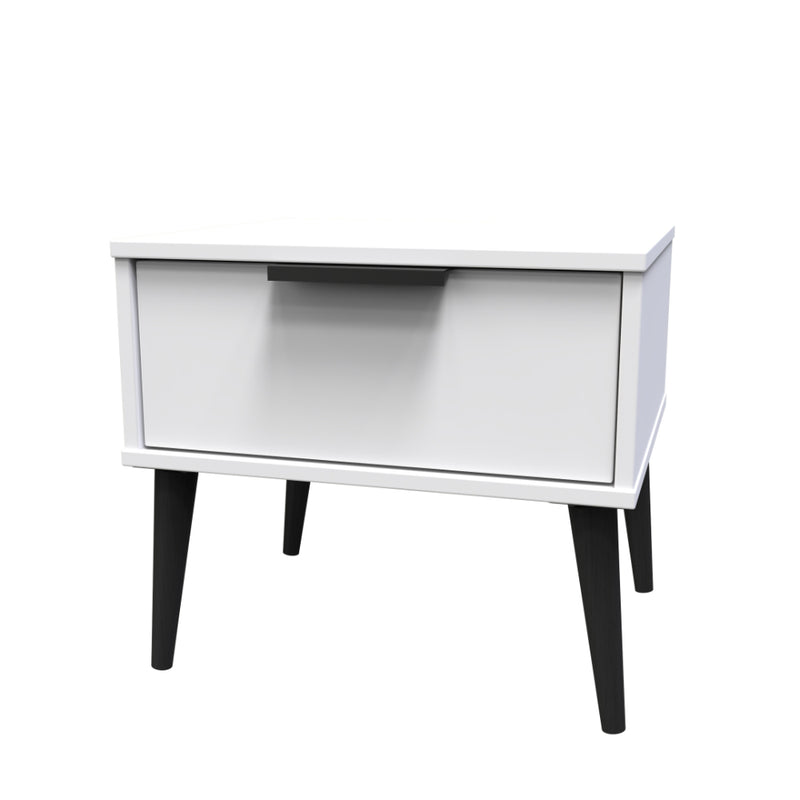 Helsinki Ready Assembled Bedside Table with 1 Drawer  - White Matt