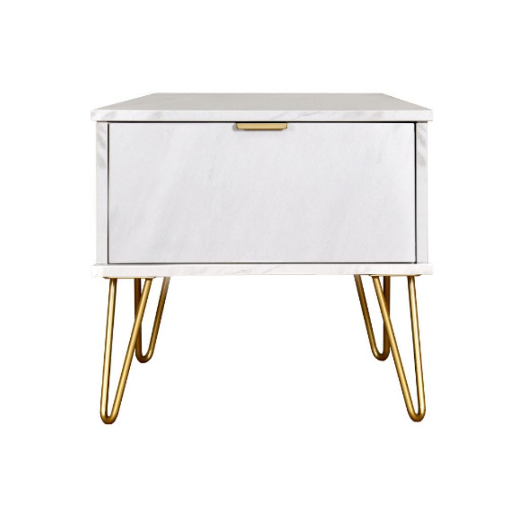 Harare Ready Assembled Bedside Table with 1 Drawer Marble