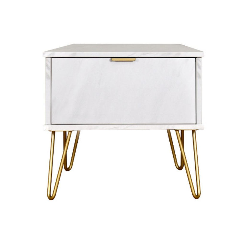 Harare Ready Assembled Bedside Table with 1 Drawer  - Marble
