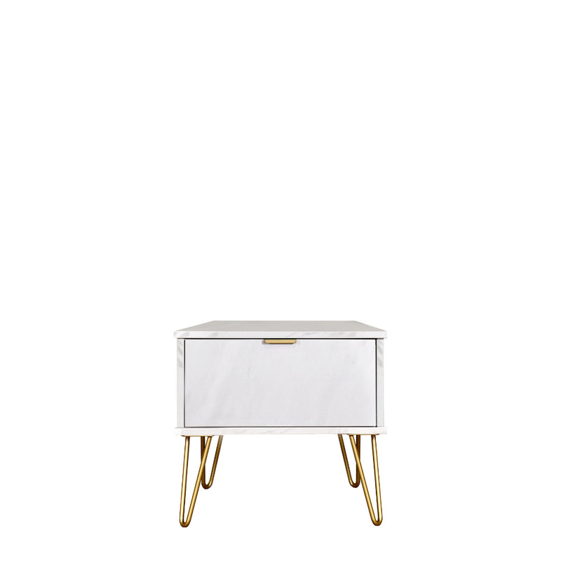 Harare Ready Assembled Bedside Table with 1 Drawer  - Marble