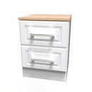 Kingston Ready Assembled Bedside Table with 2 Drawers  - White Ash & Bardolino Oak