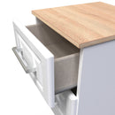 Kingston Ready Assembled Bedside Table with 2 Drawers  - White Ash & Bardolino Oak