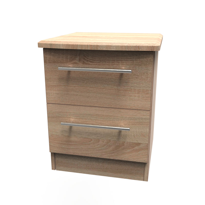 Sofia Ready Assembled Bedside Table with 2 Drawers  - Bardolino Oak