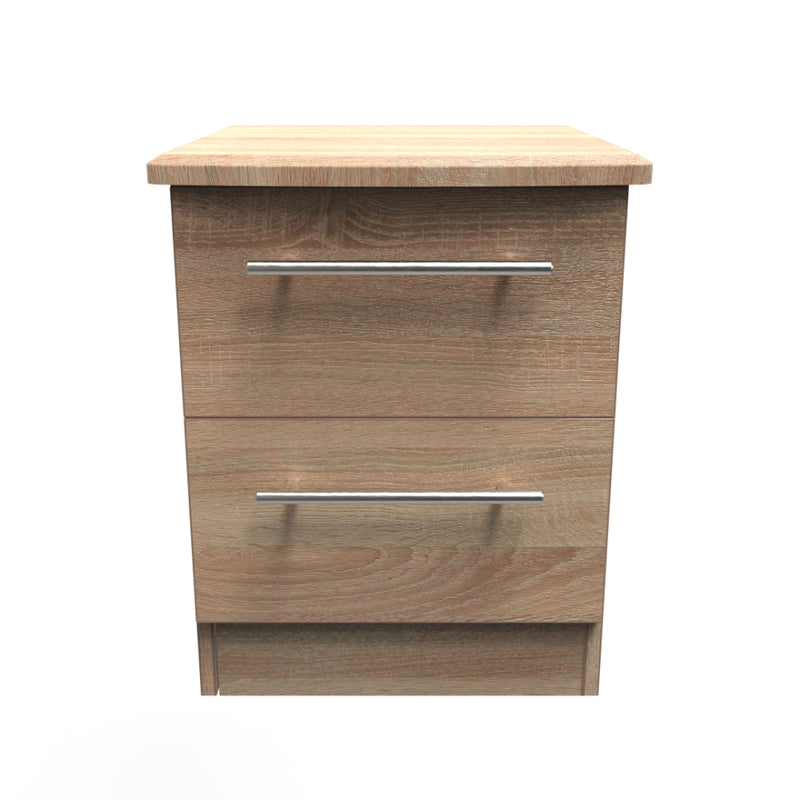 Sofia Ready Assembled Bedside Table with 2 Drawers  - Bardolino Oak