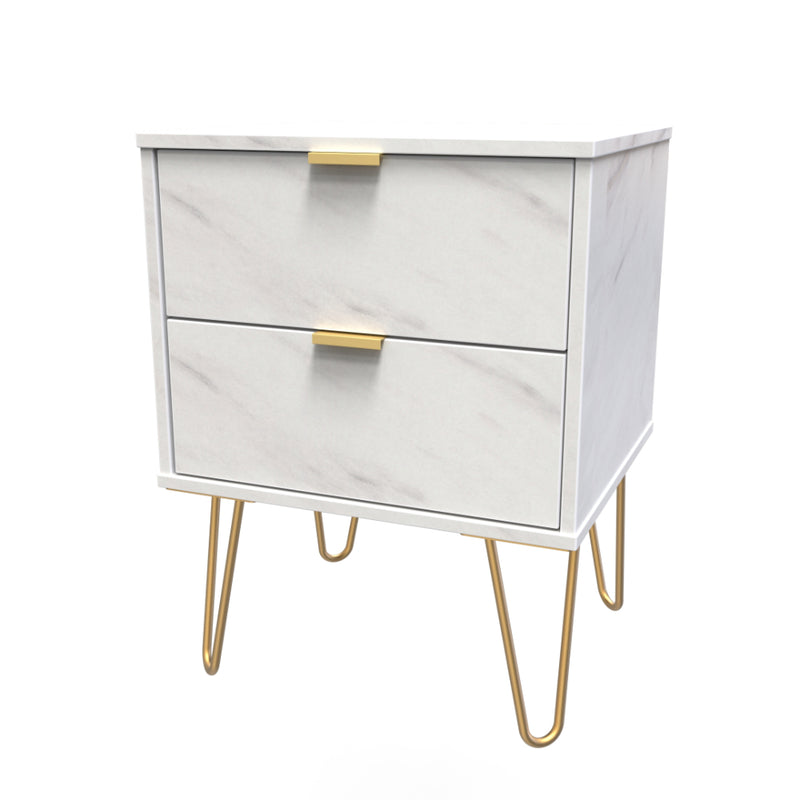 Harare Ready Assembled Bedside Table with 2 Drawers  - Marble