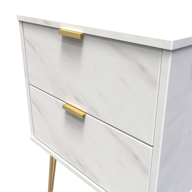 Harare Ready Assembled Bedside Table with 2 Drawers  - Marble