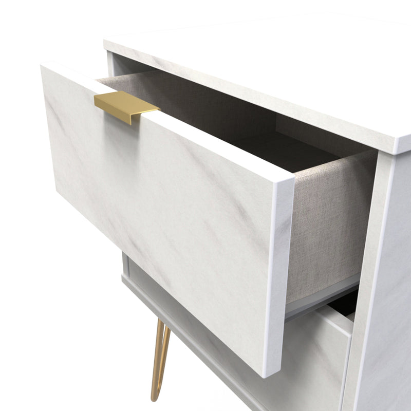 Harare Ready Assembled Bedside Table with 2 Drawers  - Marble